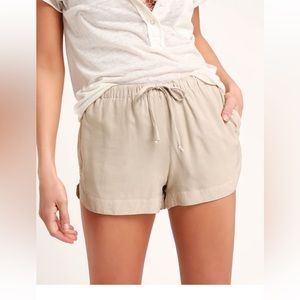 New Yume Light Beige Drawstring Shorts RVCA